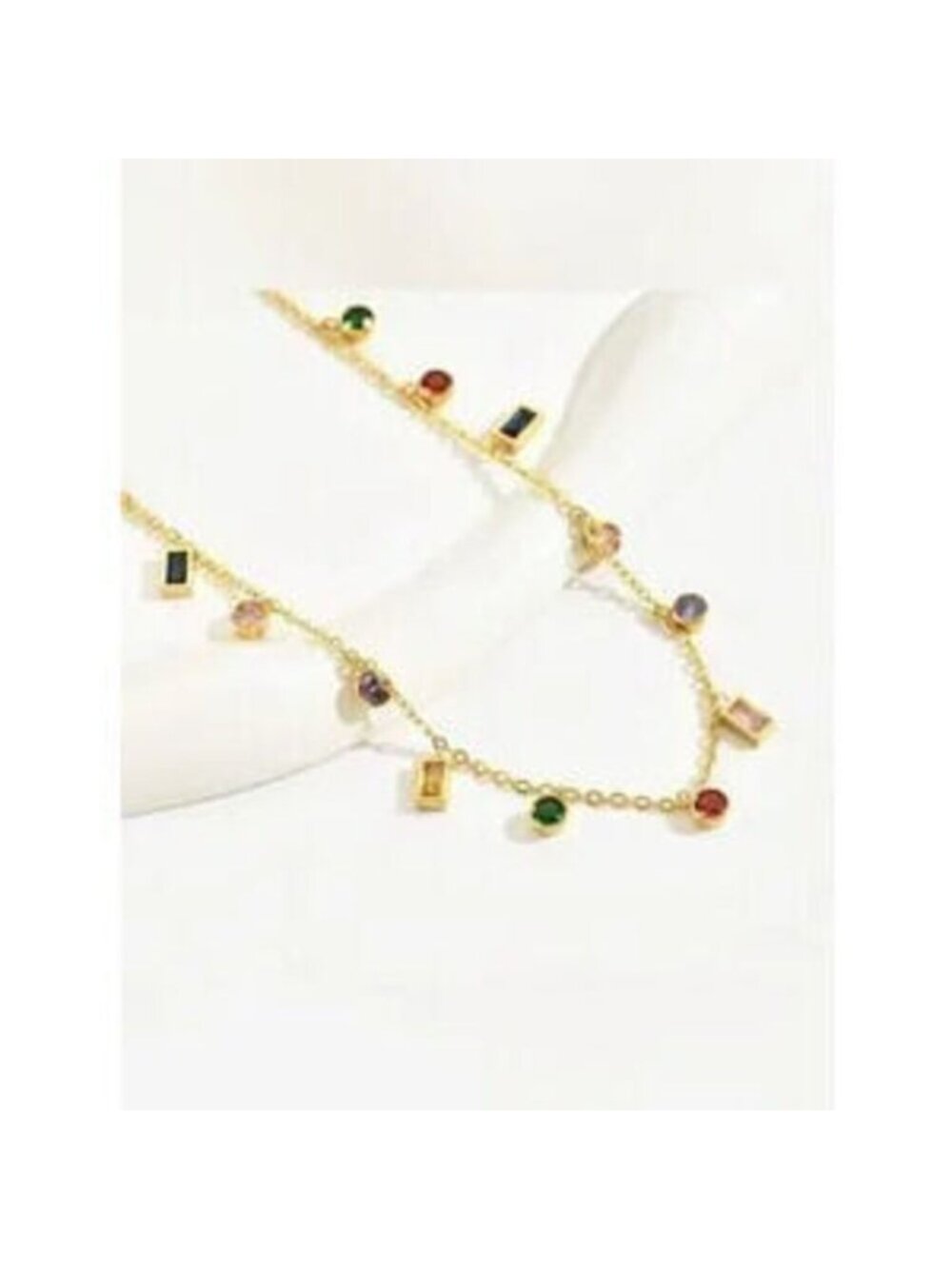 Gold Stainless Steel Multicolor Charm Necklace Dainty - Picture 3 of 3